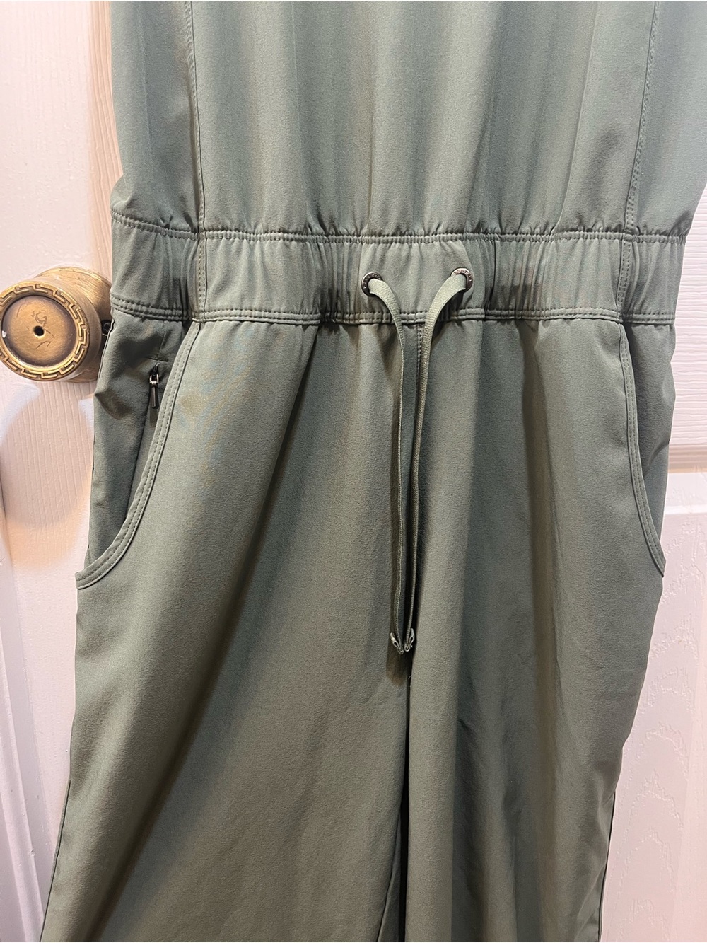 Patagonia Olive Green Sleeveless Drawstring Jogger Jumpsuit - Picture 5 of 6